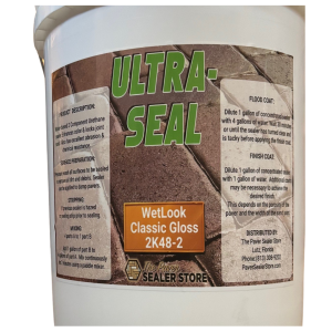 Classic gloss wet look paver sealer applied to a brick driveway