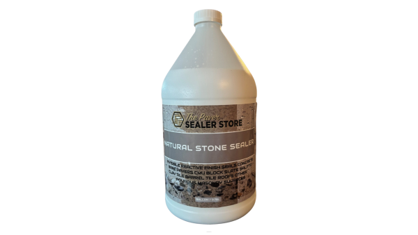 Natural look penetrating sealer protecting concrete patio and natural stone